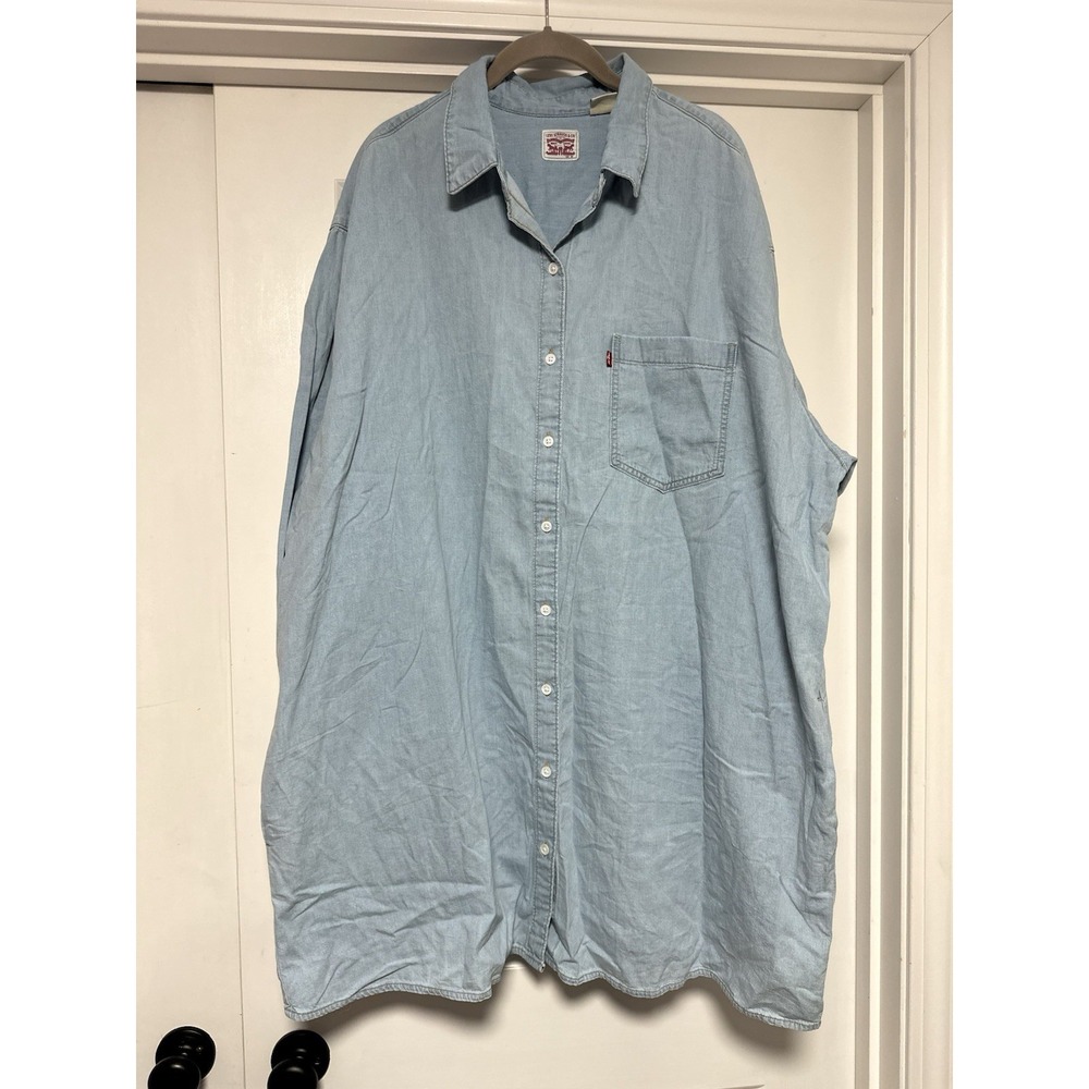 Levi's, Women's Light Wash Button Down Shirt‎ Dress, Light Blue, Size 3XL